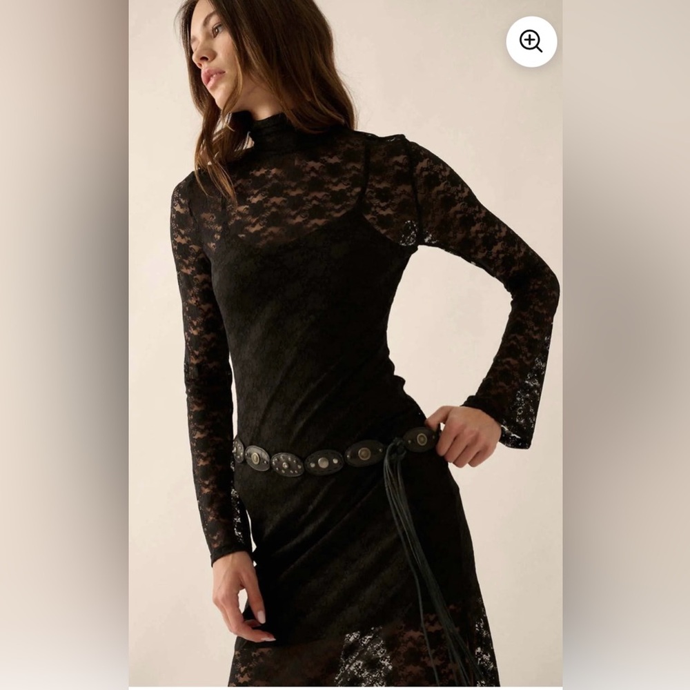 Black Honey Floral Lace Mock-Neck
Midi Dress - Picture 2 of 10